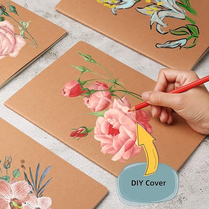 Labkiss 30 Pack Large B5 Blank Notebook & Journal Bulk, Kraft Cover, B5 Size - Image 2