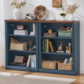RWYHG 43" Blue Tall Bookshelf Set of 2, 3-Tier Thick Wooden Book Shelf