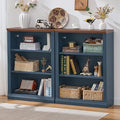 RWYHG 43" Blue Tall Bookshelf Set of 2, 3-Tier Thick Wooden Book Shelf by RWYHG