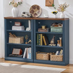 RWYHG 43" Blue Tall Bookshelf Set of 4, 3-Tier Thick Wooden Book Shelf - Image 7