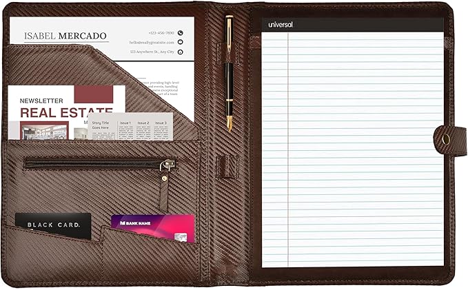 LEATHER VILLAGE Portfolio Professional Organizer– Carbon Fiber Genuine Leather - Image 2