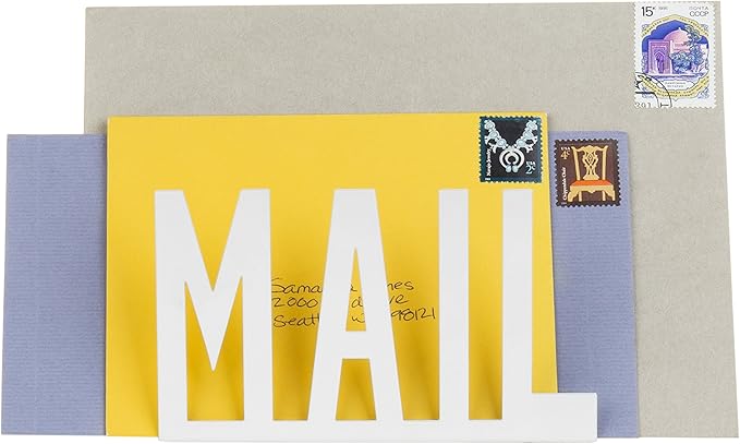 MyGift Mail Holder Organizer Countertop Modern Metal White - Image 6