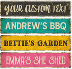 Custom Rustic Sign, Personalized Decor Street Signs Gift, 32x8 Inches, Fade