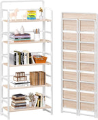 4NM No Assembly 5 Tiers Folding Bookshelf Storage Shelves Vintage Bookcase by 4NM