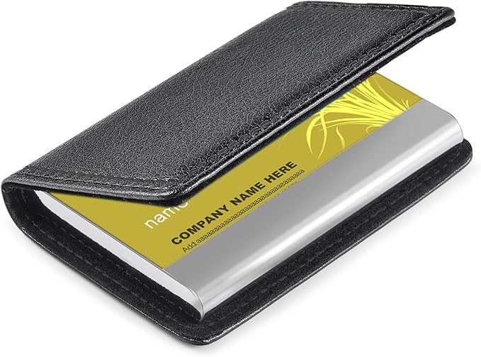 Wisdompro Business Card Holder, 2-Sided PU Leather Folio Name Card Holder by Wisdompro