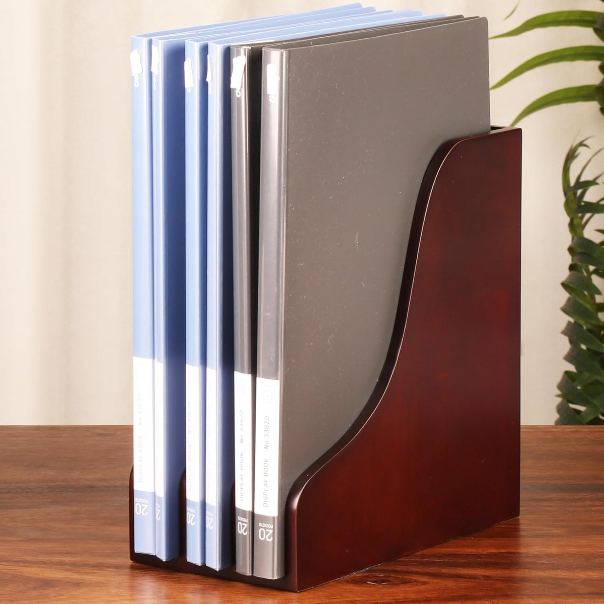 Solid Wood Vertical File Organizer, No Assembly Desk Mail Document Holder