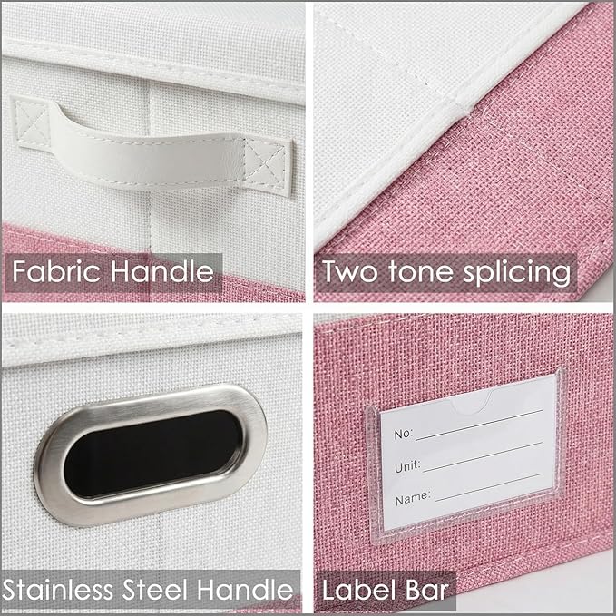 PRANDOM Storage Bins with Lids Linen Fabric Foldable Storage Boxes Organizer - Image 7
