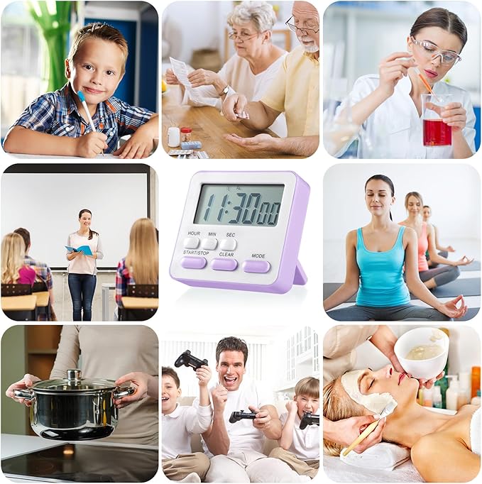 Weewooday 12 Pcs Digital Kitchen Magnetic Timer Bulk Classroom Count up - Image 3