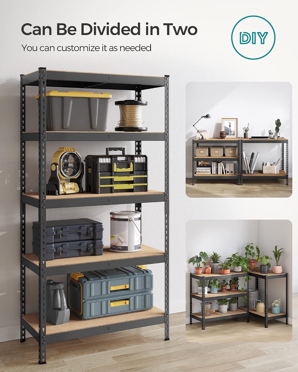 songmics set of 2 5-tier boltless assembly storage on a desk or shelf