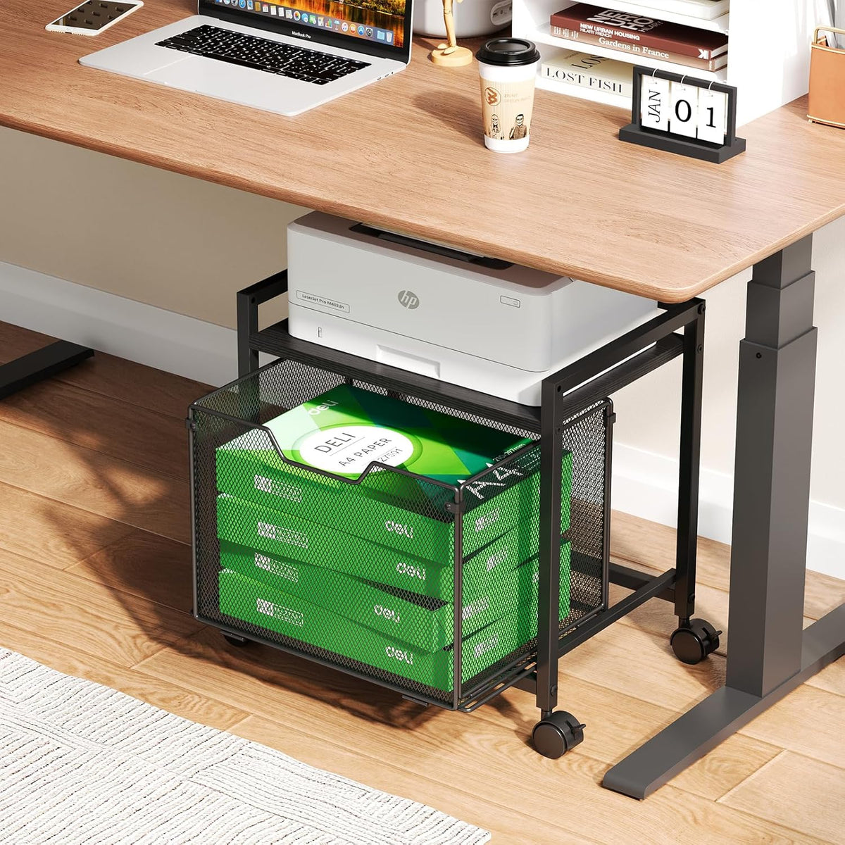 JKsmart Under Desk Storage, Printer Stand with Drawer, Rolling File Cabinet w...