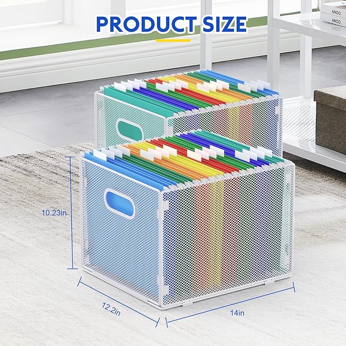 samstar 2 Pack Hanging File Organizer, Mesh File Folder Box Filing Box Cabinet - Image 3