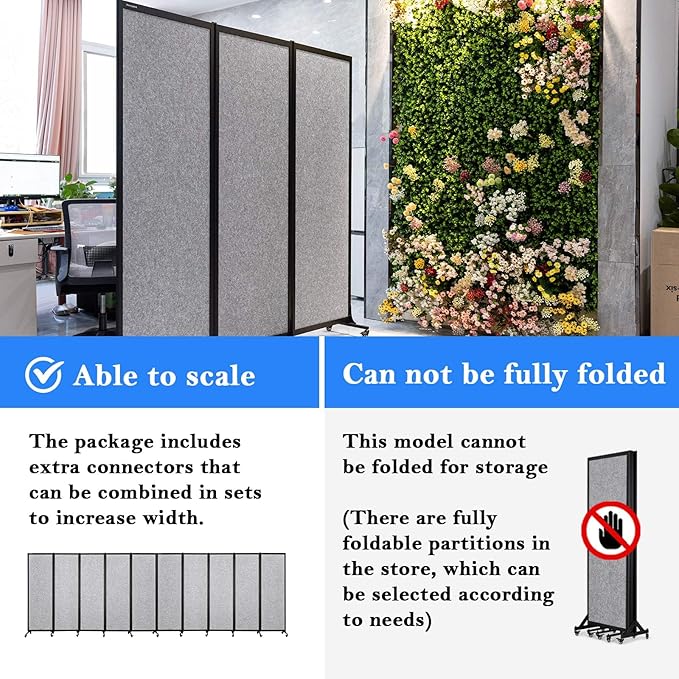 Upgrade Version Room Partition and Divider, Freestanding Rolling Dividers - Image 3
