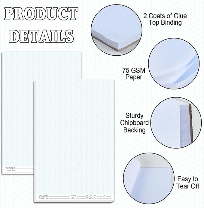 2 Pack 100 Sheets 11" x 17" Isometric Graph Paper Pad Landscape - Image 5