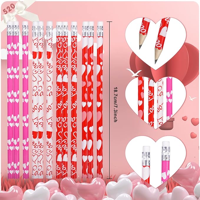 emzrivo 24 PCS Valentines Pencils Bulk Holiday Pencil - Image 2