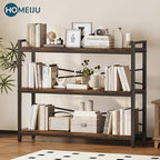 3 Tier Bookshelf 39.37" Width, Long Industrial Bookcase, Vintage Farmhouse - Image 4