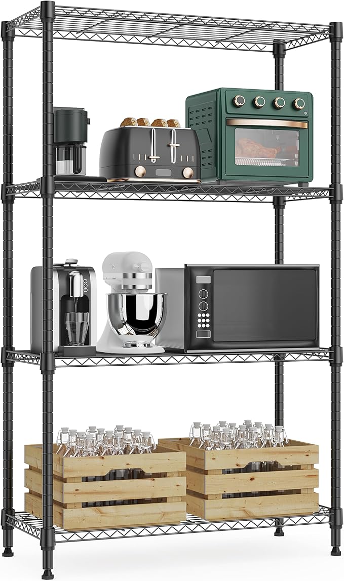 M MZG 1000 lbs 4Tier Shelf Metal Storage Shelves Wire Rack Closet Organizers by MEIGAOPLASTICANDMETALHKCOLIMITED