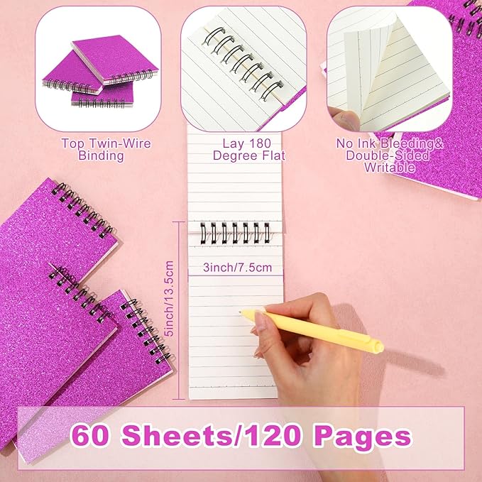 Tenceur 6 Pcs Pocket Notebook Bulk Small 3x5 Inch Spiral Notepads Mini Top - Image 2