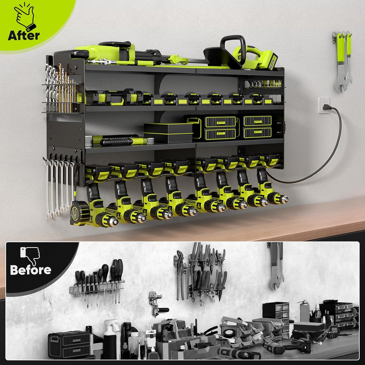 pokipo large power tool organizer wall mount with, package contents