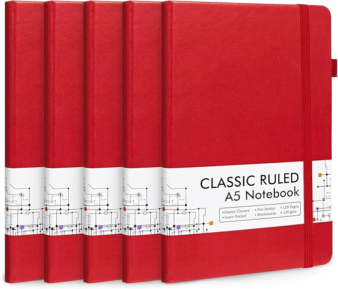 5 Pack Journal Notebook Bulk for School, Feela Hardcover Business Notebooks by feela