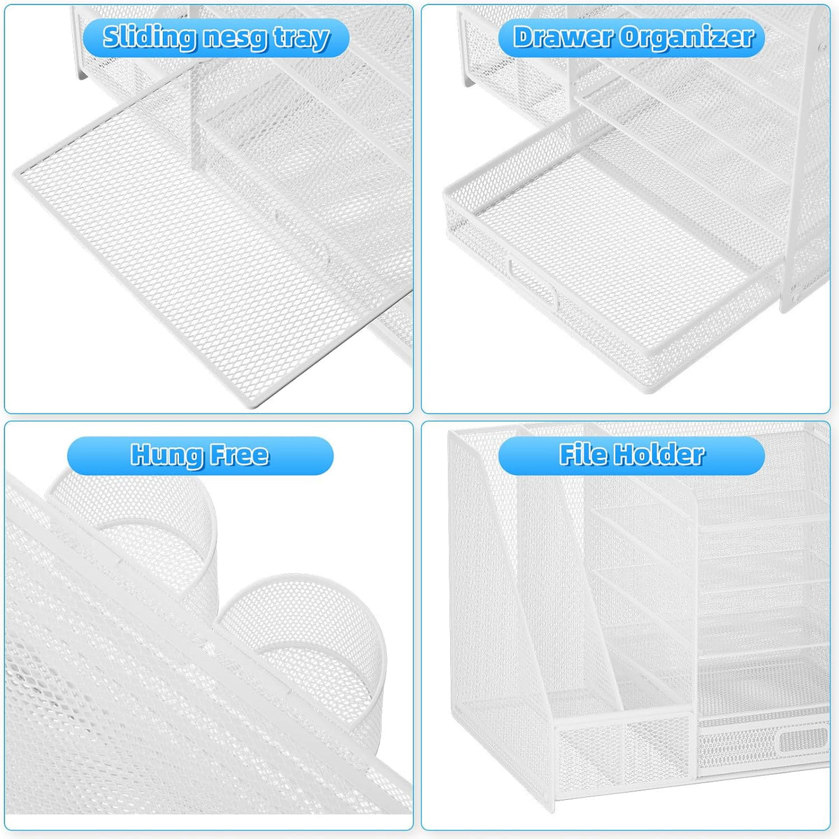 Lavatino Desk Organizer with File Holder, 5-Tier Paper Letter Tray Organizer ...