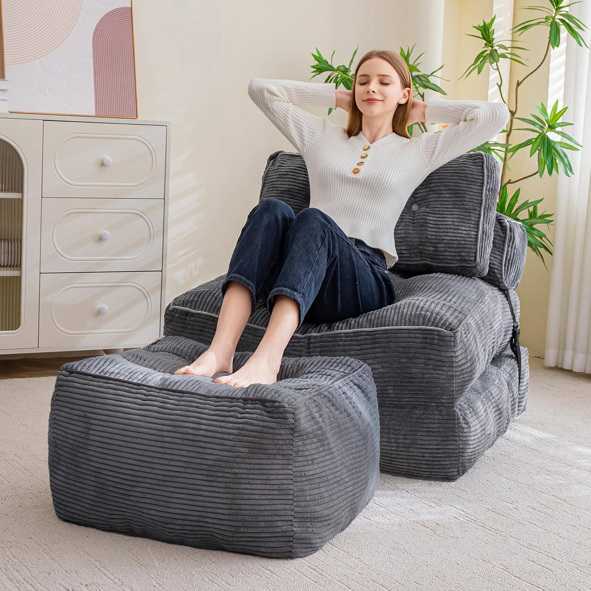 higogogo square stuffed pouf ottoman, corduroy poufs with, package contents