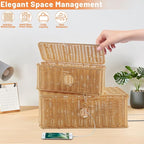IHKFILAN 2 Pcs Handmade Cable Management Boxes Rattan Cable Organizer Large & - Image 3