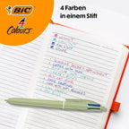 BIC 4 Colours Mineral Ballpoint Pen Medium Tip (1.00mm) - Assorted Barrel Colours Pack of 5