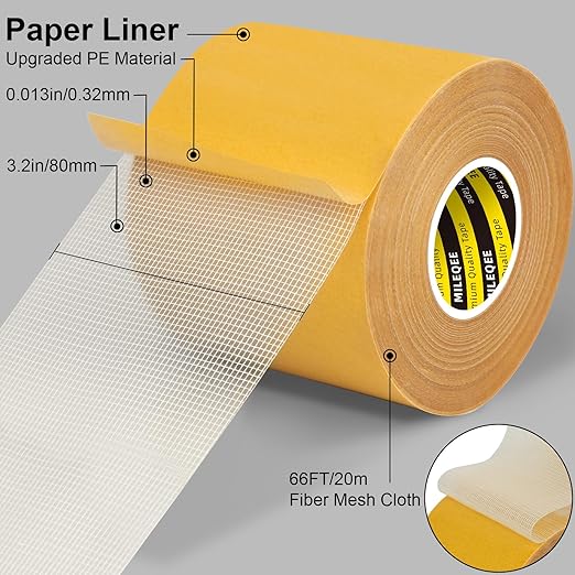 MILEQEE Double-Sided Tape Strong and Tough, Extra Large 3.2in x 66FT, Durable - Image 2