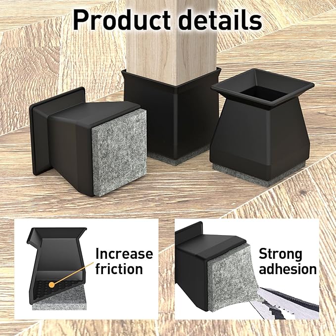 Square Chair Leg Protectors for Hardwood Floors, .7/8" - Image 6