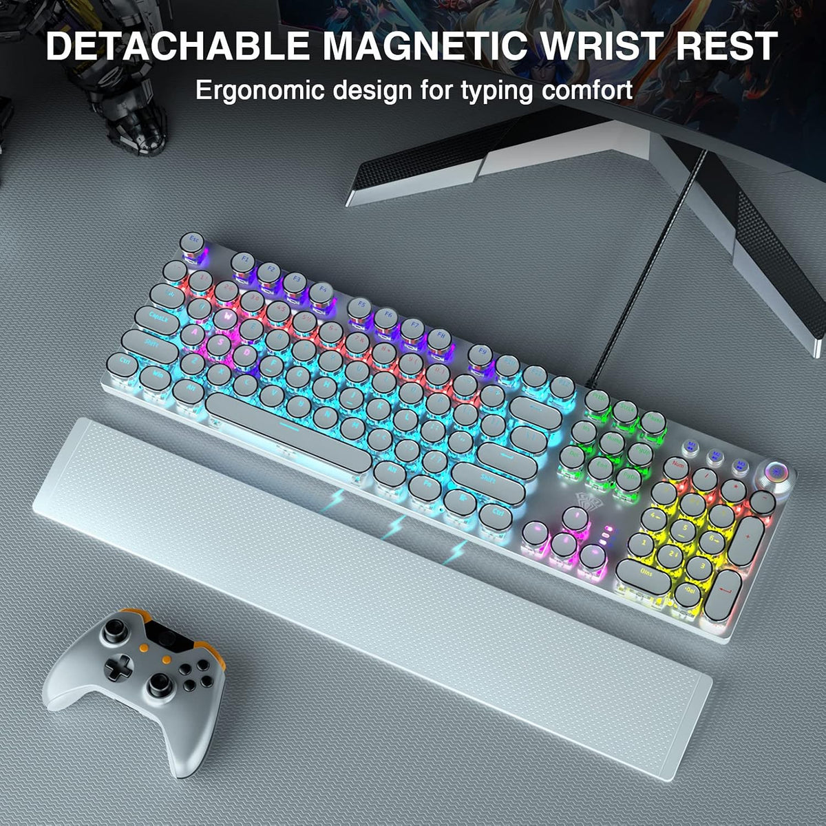 AULA F2088 Typewriter Style Mechanical Gaming Keyboard Wired, 104 Keys