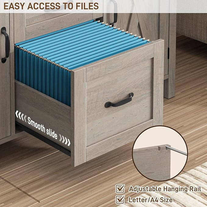 Vabches File Cabinet with 3 Drawers, Farmhouse Lateral File Cabinet Fits Files - Image 6