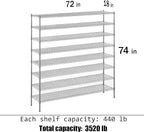 Regal Altair 18" Deep x 72" Wide x 74" Height Wire Shelving Kit | 8-Tier | NSF - Image 3