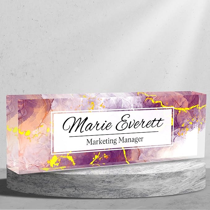 Personalized Name Plate for Desk Custom Acrylic Desk Name Plate Custom Employee by AZUFEMOS