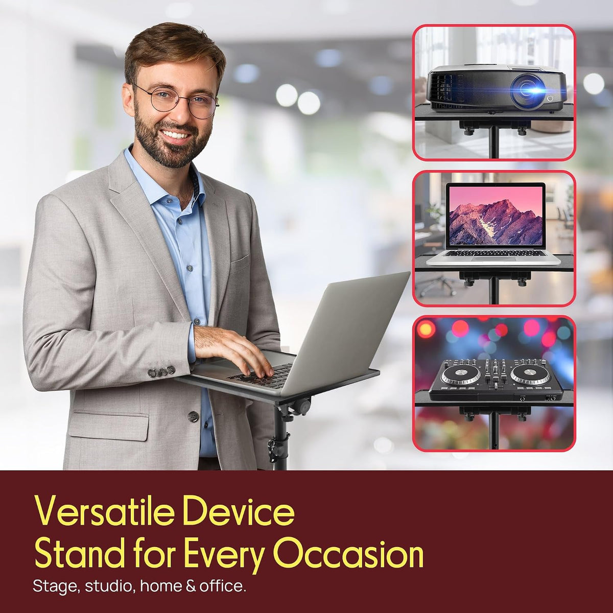 PYLE-PRO Universal Laptop Projector Tripod Stand - Computer, Book, DJ Equipme...