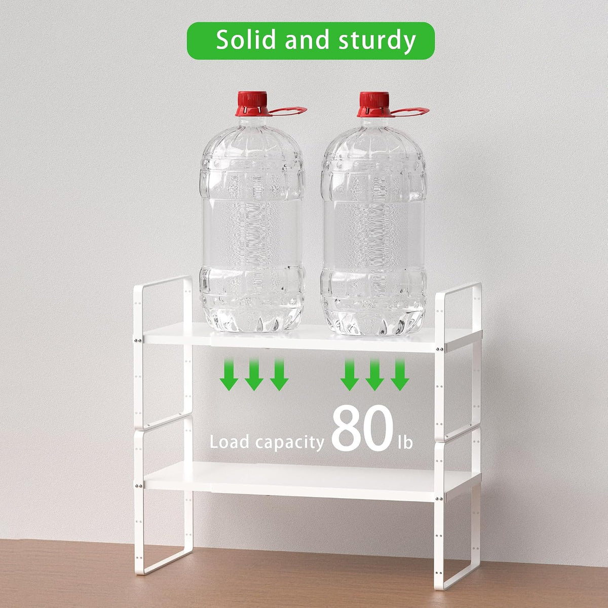Expandable Cabinet Shelf, Stackable Organizer Rack, White Small 1 PK