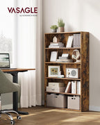 VASAGLE Set of 2 Bookshelves, 30 Inches Wide, 5-Tier Open Bookcases - Image 2
