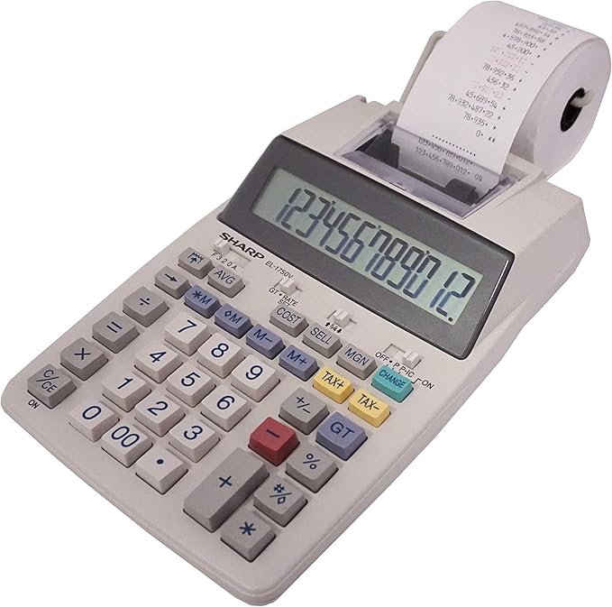 Sharp EL-1750V Two-Color Printing Calculator 2 Lines/Sec 3" Black/Red - Image 6