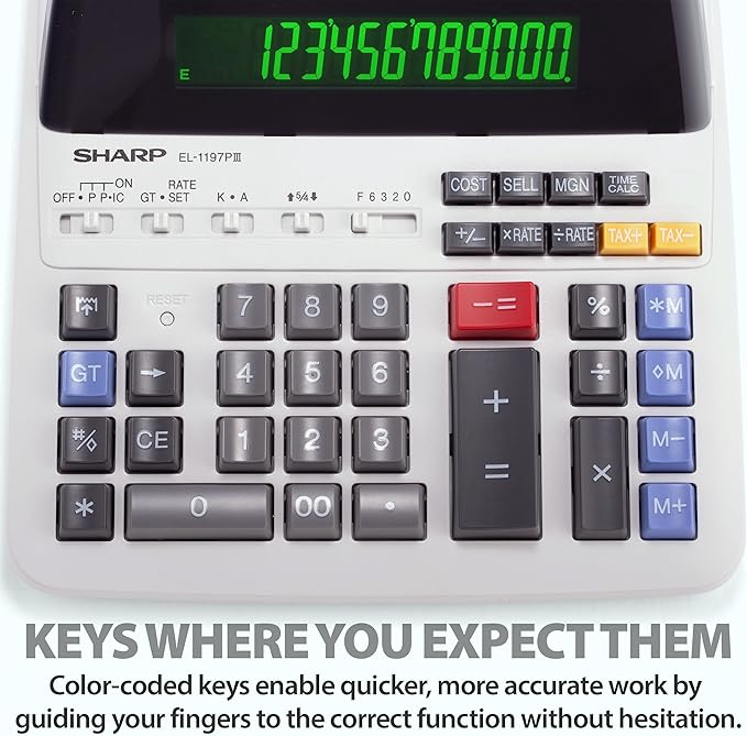 Sharp EL-1197PIII Heavy Duty Color Printing Calculator - Image 3