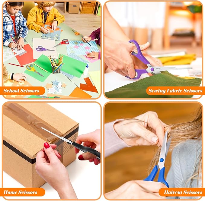 Scissors Bulk Set of 6-Pack, Taotree 8" Scissors All Purpose Comfort Grip Sharp - Image 7
