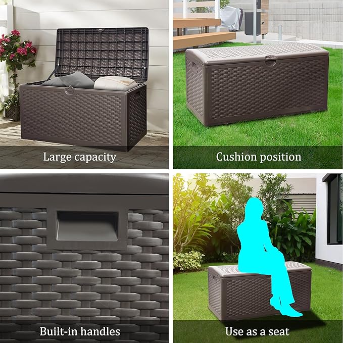 Decksplore 90 Gallon Pro Outdoor Storage Box Waterproof Lockable Resin Deck Box - Image 9