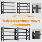 set of 2 metal storage shelves, 48” wide, close-up detail