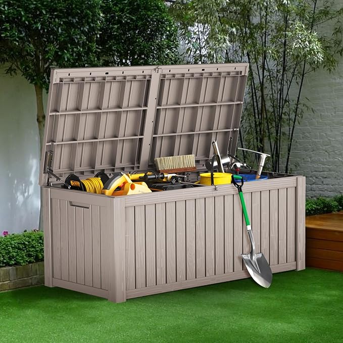 Decksplore 180 Gallon Outdoor Storage Box Waterproof Lockable Resin Deck Box - Image 6