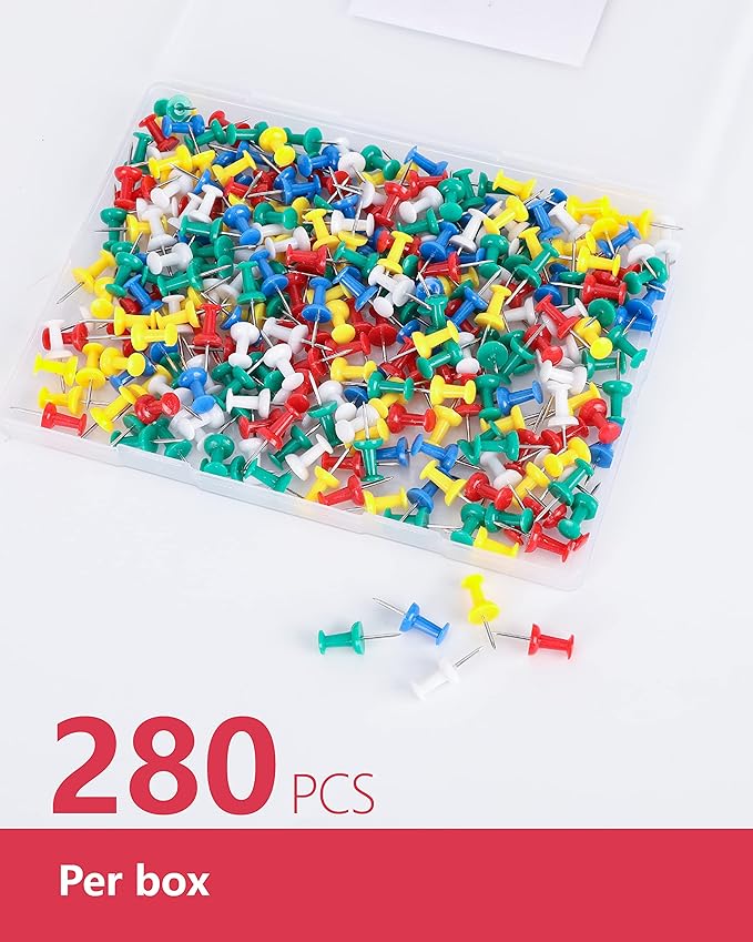 PAPERPAL 280 Assorted Color Push Pins - Image 3