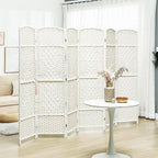 HOMCOM 6 Panel Room Divider, Hand-Woven Freestanding Wall Partition - Image 2