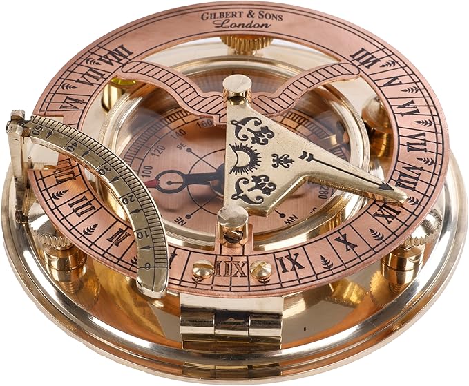 Brass Sundial Compass in Leather Case – Unique Nautical Gifts - Image 3