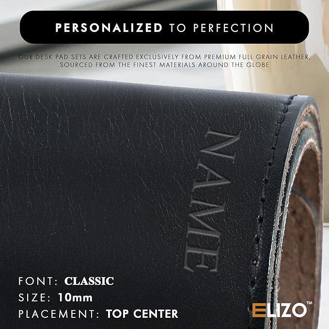 ELIZO Personalized Custom Desk Pad Set Real Leather Desk Mat Mouse Pad Unique - Image 8