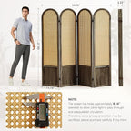 Asnefeli 4 Panel Room Divider Wall, Folding Privacy Screen, Foldable Wood - Image 3