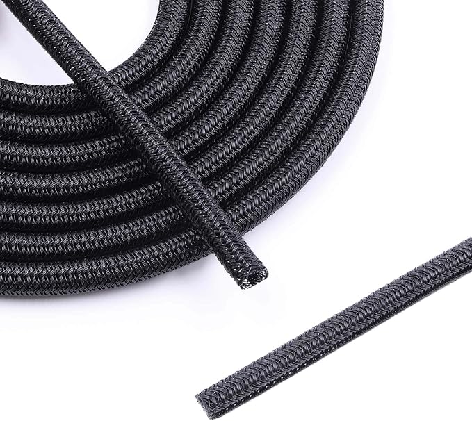 Flauzmann 1/4" Braided Cable Sleeve - 10Ft Cat Cord Protector Split Wire Loom by Unknown