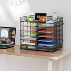 Marbrasse 7 Tier Desktop Literature Organizer, Mesh Paper Organizer, Desk - Image 2