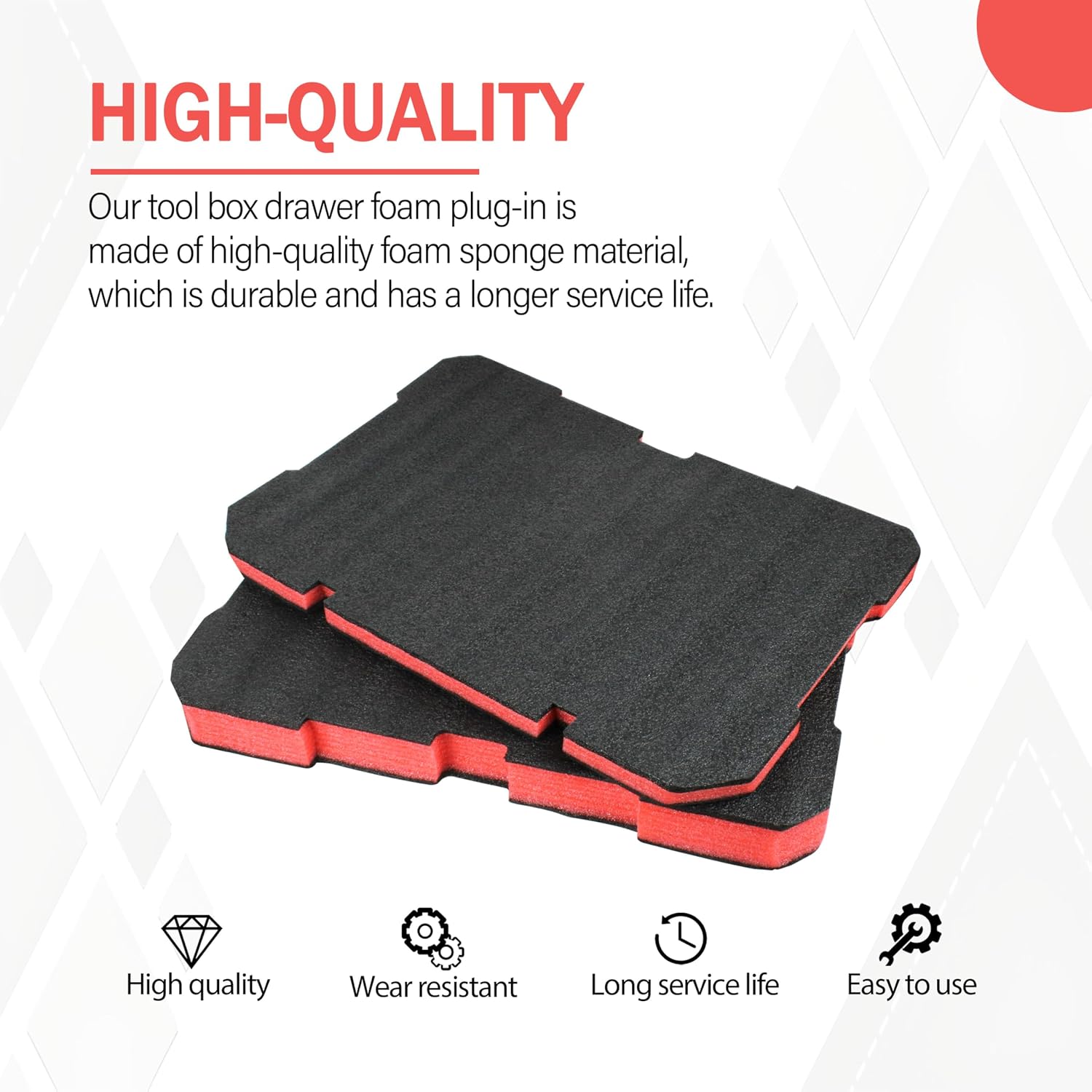 Foam Inserts Fits Milwau-kee Packout 48-22-8424 | Drawer foam tool box inserts 2 pcs Black/Red